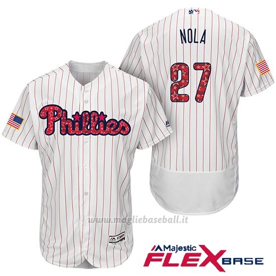 Maglia Baseball Uomo Philadelphia Phillies 2017 Estrellas y Rayas Aaron Nola Bianco Flex Base